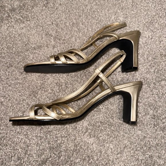 Vintage Jessica Gold Strappy Heels 3 Inch 3” Size 6.5 - Picture 8 of 11